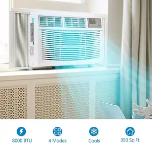 8000 BTU Window Air Conditioner, Cools Up to 350 Sq. Ft, 3 Cooling & Fan Speeds, Energy Efficient, Perfect Ac Window Unit for Bedroom, Living Room, Home Office