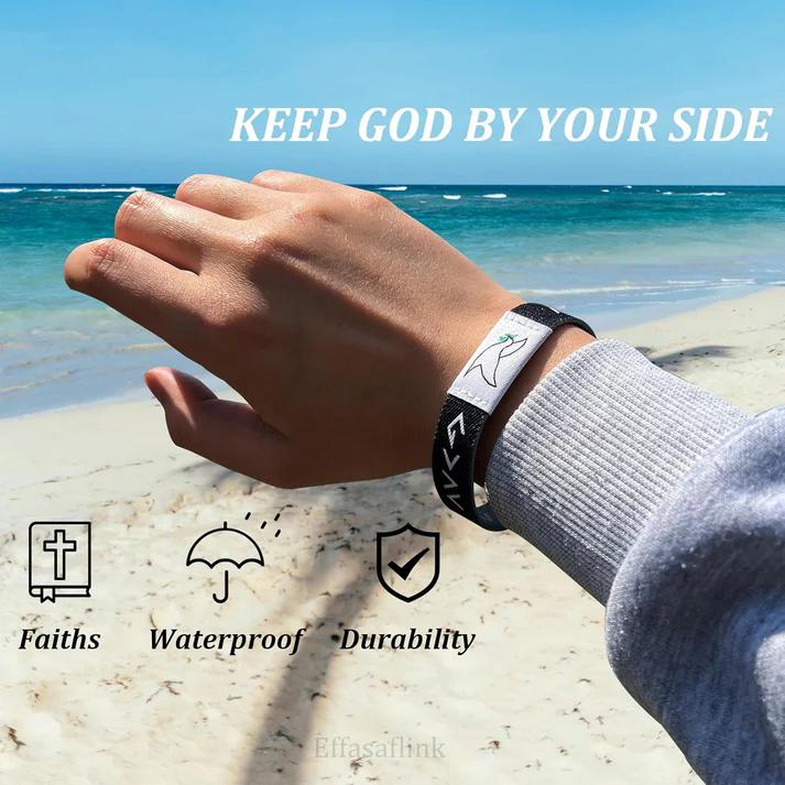 Effasaflink NFC Chip Daily Bible Verse Bracelet - Waterproof Office Presentation Accessory, Battery-Free Elastic Fabric Wristband with Pattern Printing, Inspirational Devotional Themed Images for Teens, Fashion Faith Combined Wear, Friends, Women/Men/Teen