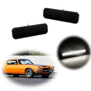 2pcs Smoke Front OR Rear White LED Side Marker lamps Lights For 1970 1971 1972 1973 1974 1975 1976 1977 Chevrolet Camaro,Replace OEM OER R5014