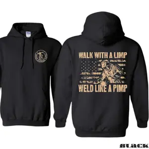 Weld Like a Pimp Hoodie – Bold Welding Graphic with American Flag, Funny Blue-Collar Workwear Sweatshirt for Men and Women