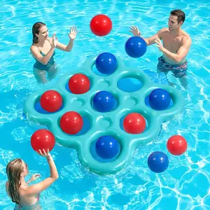 【Summer Must-Have | Party Essential】Large Inflatable Tic-Tac-Toe Pool Game Set with 10 Balls - Family Beach & Pool Water Toys for 2-10 Players, Kids to Adults