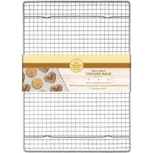 Professional cooling rack, heavy-duty steel, fits half sheet pans, 16.5 × 11.875 × 0.625 inches