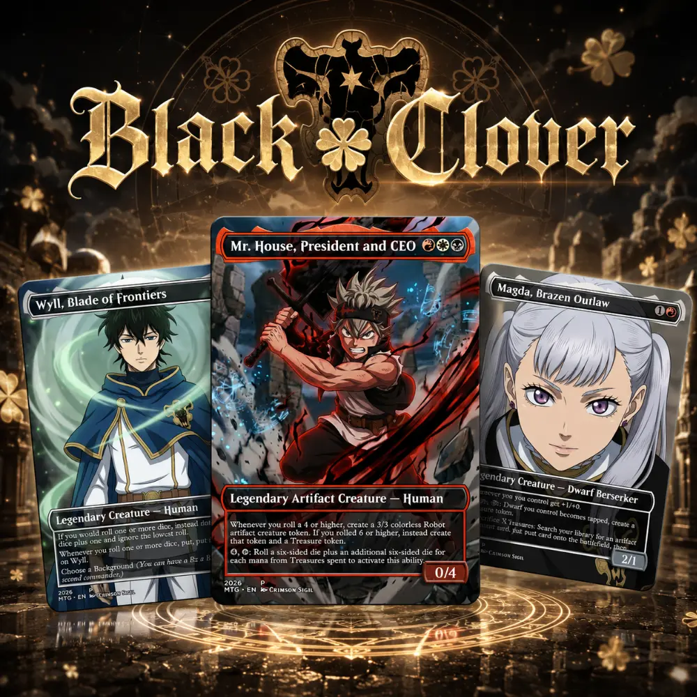 Dark Clover Magic Deck Proxy MTG – MTG Commander Arcane Grimoire Strategy | Custom Proxy Card Set | EDH Deck + Token
