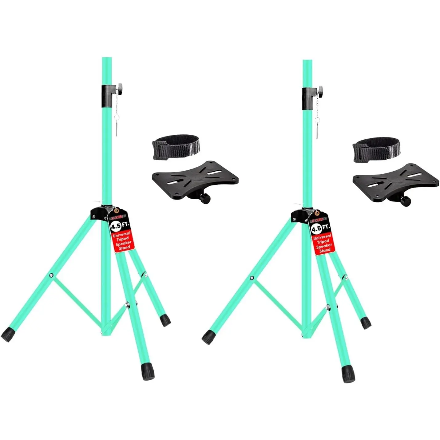 5 Core Speaker Stands Pair Adjustable 54 Inch Tripod Set Heavy Duty 132lb Capacity 35mm Pole Mount Metal Build DJ PA Stand for On Stage Studio Home Audio Use Green