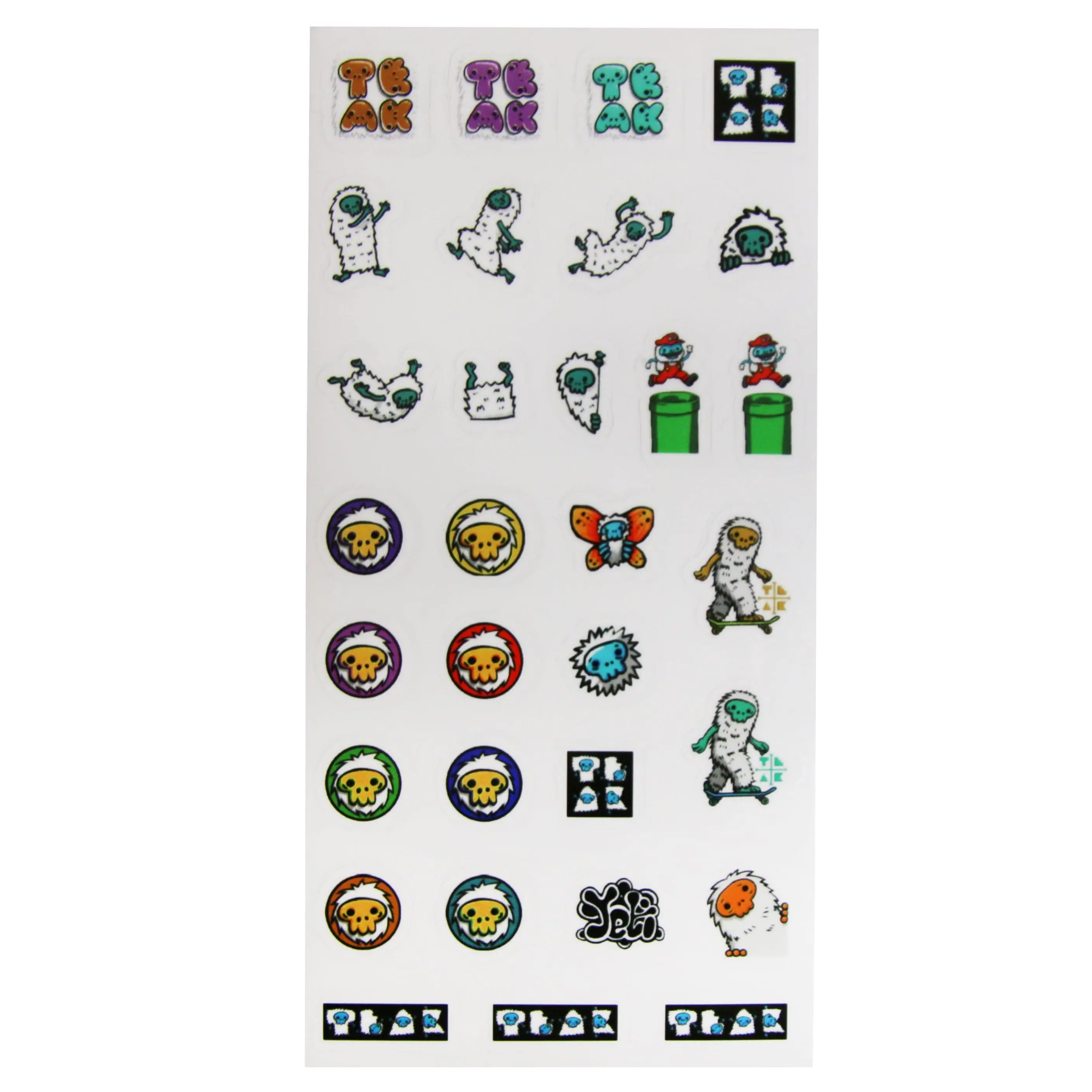Teak Mini Stickers Sheet - Yeti Takeover Edition - 31 Premium Glossy Mini Stickers