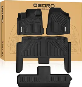 YITAMOTOR Floor Mats Fit for 2008-2020 Dodge Grand Caravan/2008-2016 Chrysler Town & Country (Stow'n Go Only), TPE All-Weather Guard Includes 1st, 2nd and 3nd Row Full Set Liners