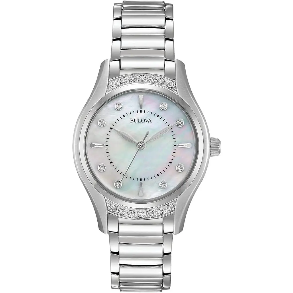 Bulova Stainless Steel Diamond Accent Ladies Watch 96R216