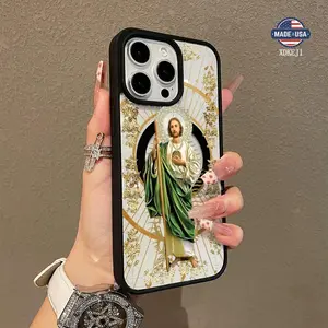 Jesus Pattern Premium Magnetic Phone Cases for iPhone 16 15 14 Pro Max 13 12 11 Plus Smartphone Shockproof Protection Acrylic Cover Cellphone Protective magsafe magnetic case Resistance Casing Protector