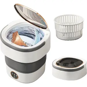 Portable Washing Machine 20L --Small Foldable Washer with Spin Basket, 3 Mode Deep Clean -- Mini Laundry Machine for Travel, Dorms, Camping, Ideal for  Clothes, Underwear, Socks Gray