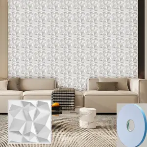 20/30pcs 3D PVC Wall Panel, 3D Wall Decoration Diamond Panel, Suitable for Indoor Wall Decoration, 11.8 x 11.8 Inch (Approx. 30 x 30cm) Includes Tape