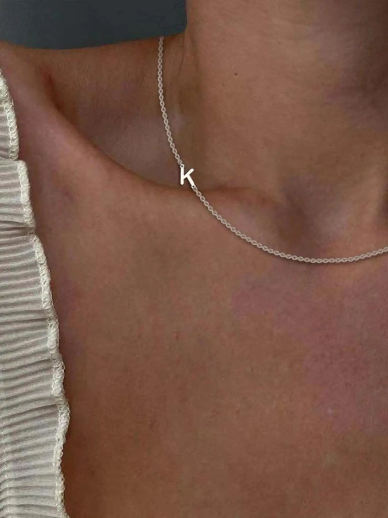 Simple Letter Charm Initial Pendant Necklace for Women for Gift, Stainless Steel Jewelry, Fashion All-match Accessory Back To School for Fall 2024