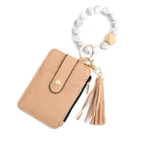 BIGWIG All-Seasons Minimalist Marble-Patterned Silicone Bead Accessories Set with Beading Detail - Multi-Use Minimalist Keychains, Western Cowboy Bag, Wrist Key Ring, Women's Wallet Card Holder, Bracelet - Ideal Gift for Mothers