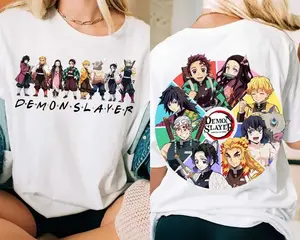 Demon Slayer Characters 2 Side Shirt tees meme shirts silky graphic eli white boyfriend fit spencers