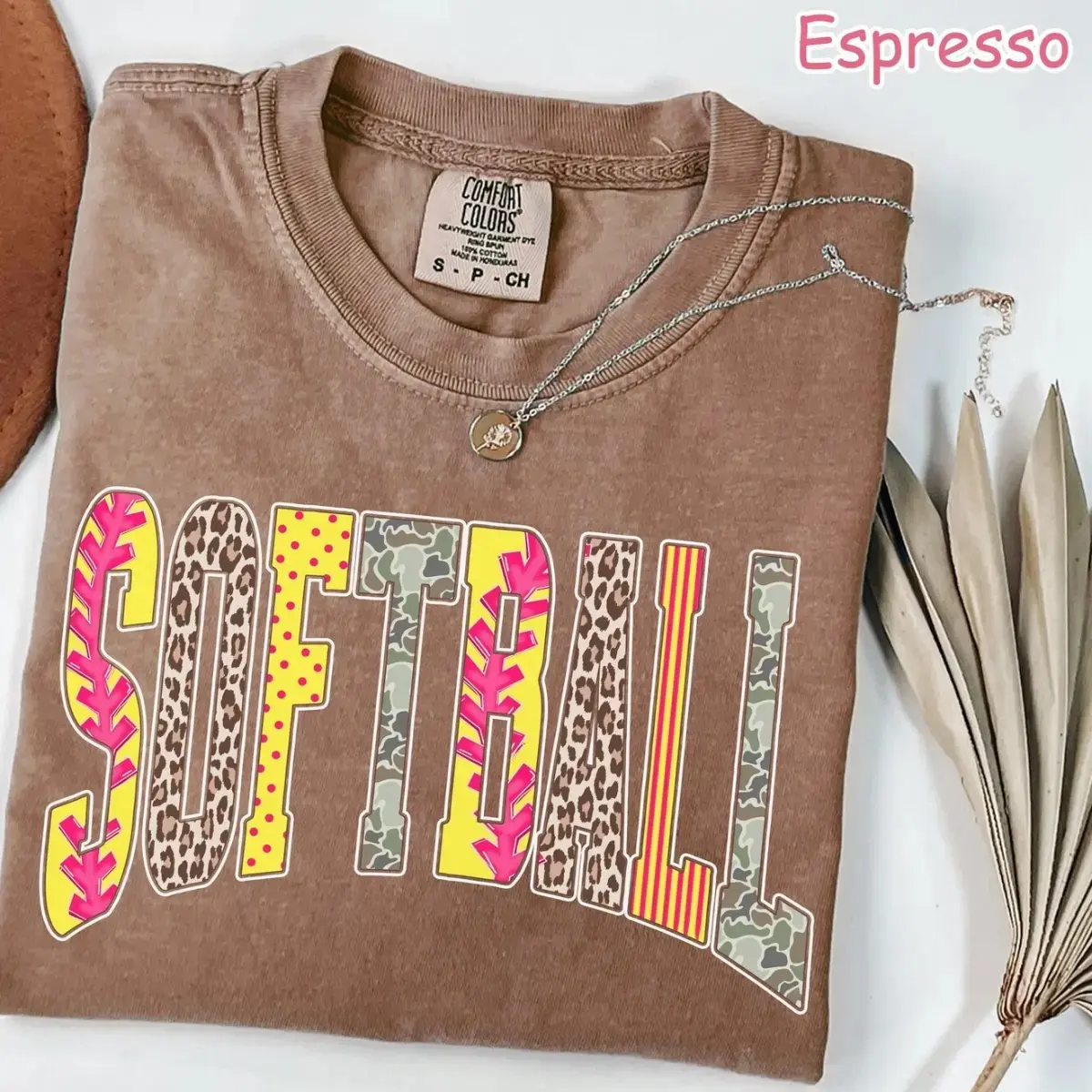 Comfort Colors Softball Shirt, Softball Mom Tee, Leopard Camo Softball Tee, Colorful Sports Shirt, Girls Softball Shirt, Trendy Game Day Tee, Gift for Softball Mom, Athletic Mom Shirt