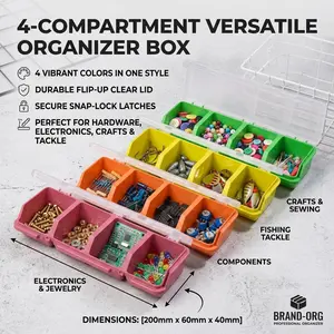 Multi-Layer Screw and Small Parts Organizer Box with Divided Compartments, Durable Plastic Hardware and Jewelry Storage Container, 1 Piece or 2 Pieces