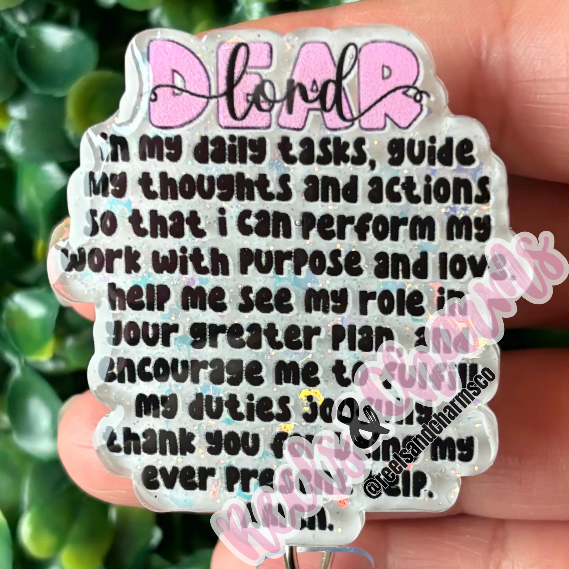 work prayer badge reel