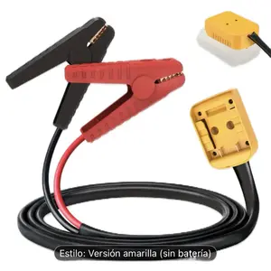 20 Volt Lithium-Ion Battery Adapter to Jump Cable 6 Feet Heavy Duty 100A Portable Power Cord with 10A Coated Copper Wires G-G ABS Clamps for Car Jump Starter Version Amarilla Sin Bateria