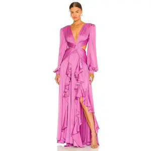 PatBO PatBo Plunge Cutout Maxi Dress in Orchid