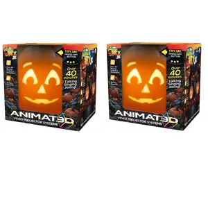 ANIMAT3D Set of 2 Jabberin’ Jack Jr. Animated Halloween Pumpkin, Talking, Singing & Joking Video Projector Decor
