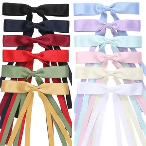20Pcs Hair Bows for Women Girls,Satin Ribbon Hair Bows with Long Tail, Bowknot Tassel Claw Hair Clip for Women, Hair Barrettes with Bow Accessories (20 Color mixing)