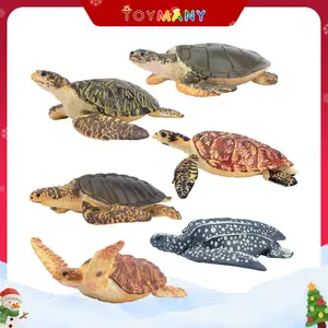 Toymany 6PCS Realistic Sea Turtle Figurines, Plastic Ocean Sea Animals Figures Set Includes of Turtles, Educational Toy Cake Toppers Christmas Birthday Gift for Kids Toddlers