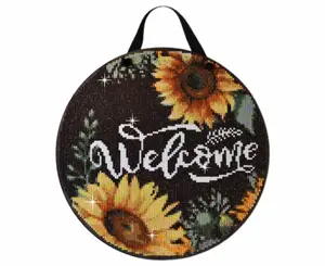 Sunflower Welcome Diamond Painting Kit, ROUND Drills, 12.5" Hanging Sign