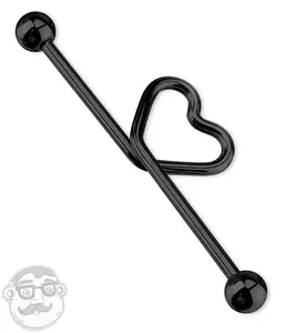 Black PVD Heart Industrial Barbell