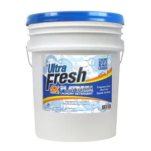 Ultra Fresh 6X Platinum Laundry Detergent, Fragrance Free + Dye Free, 5 Gallon