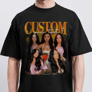 Custom Bootleg T-Shirt, Personalized Vintage 90s Rap Tee, Custom Photo Collage Shirt, Retro Girlfriend Graphic Tee, Oversized Boyfriend Fit Apparel, Shirt With Girlfriends Image