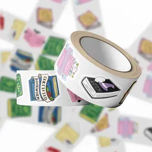 500 Sheets Roll Sticker Tape Cartoon Reading Book Journal Material Decoration Envelope Seals, Flat Stickers for Scrapbooking