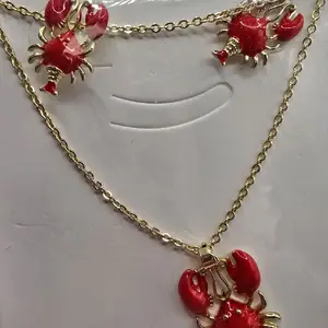 Stainless Steel Crab Set with Chain and Earrings