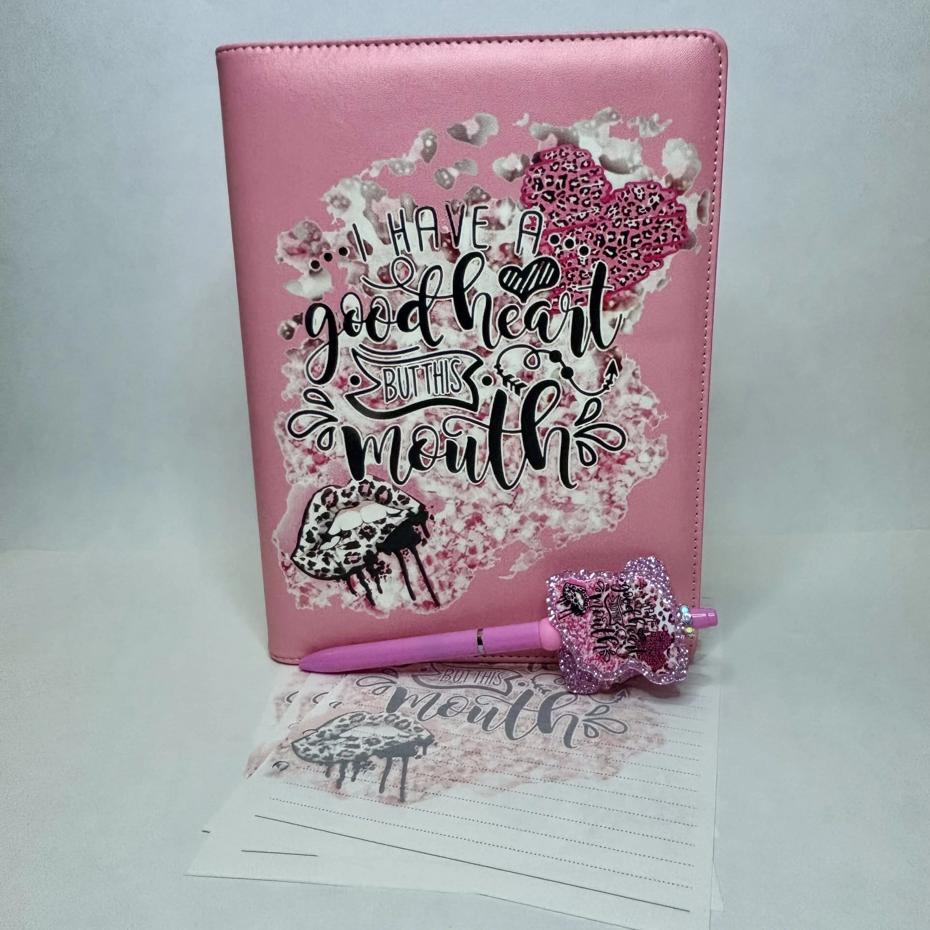 Good Heart But This Mouth Binder Bundle — A5 Binder, Matching Paper + Beaded Pen | Only 1 Available