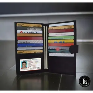 Leatherboss Genuine Leather Hipster Credit Card Holder Bifold Wallet