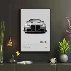 1pc/Black-and-White Vintage Poster Wall Art Decoration, Luxury Supercar F80 M3 M140 GTR High-Definition Canvas Print, Home Living Room Bedroom Decor Gift, Home Decor, Frameless