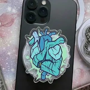 Magical Ice Heart Phone Grip, Glittery Frozen Crystal Griptok, Enchanted Blue Heart Phone Stand, Winter Wonderland Aesthetic Accessory, Fairy Tale Gift for Her magnetic mount
