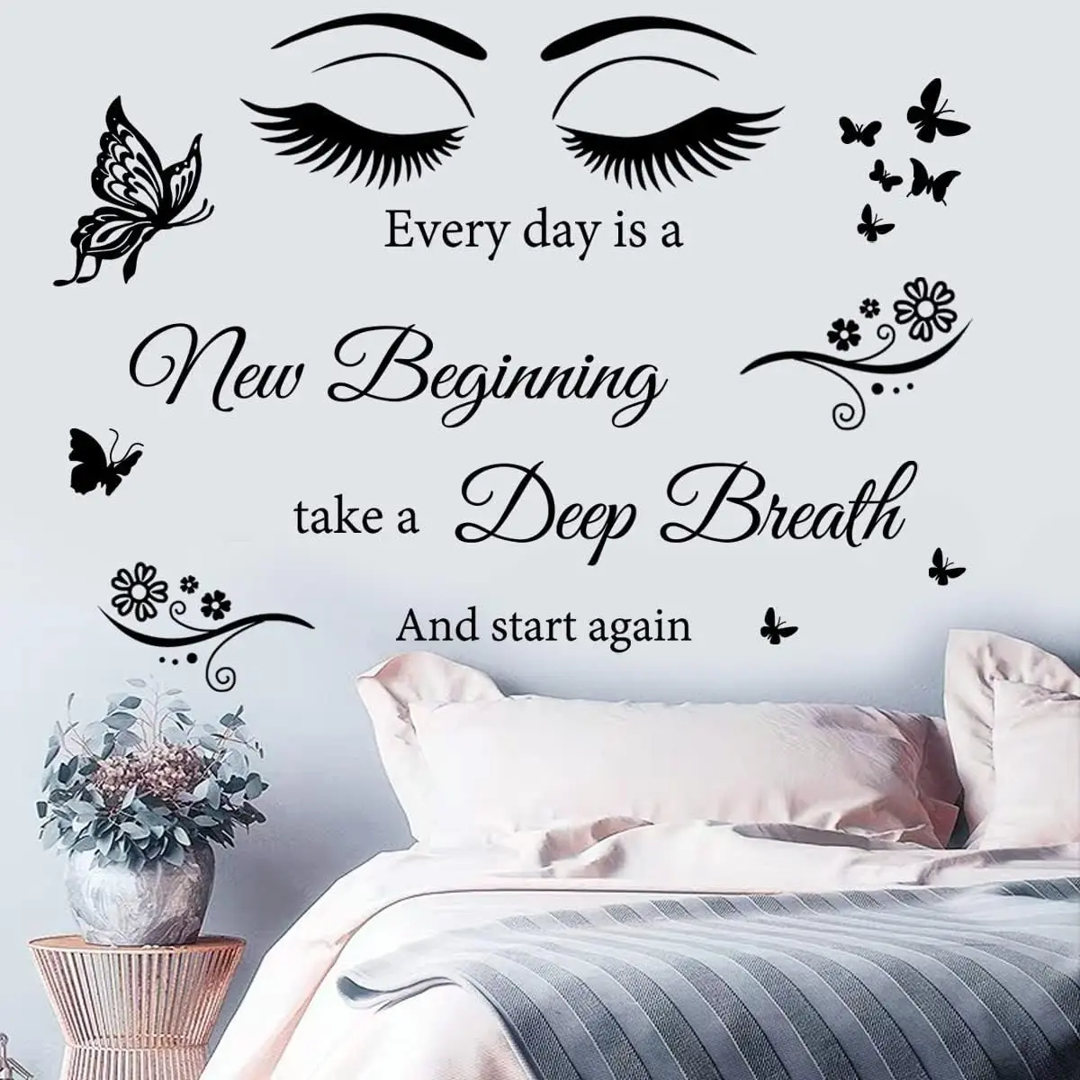 Vinyl Quotes Stickers - Every Day is A  Beginning Inspirational Wall Art Sticker Positive Quotes Wall  for Living Room, Bedroom, Classroom, Office, Studio, School, Teen Dorm Room
