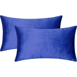 Super Soft Velvet 12x20 Pillow Covers Rectangle Lumbar Toss Throw Pillowca Covers Accent Cushion Covers for Toddler Sofa Chair, t of 2, 12 x 20 inch, Royal Blue