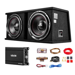 VEVOR Subwoofer Bass Package, 12 in, 1200W RMS, Dual Car Audio Subwoofer and Amp Package, with Loaded Enclosure, Separate Amplifier, and Wiring Kit, for Various Vehicles Trunks, Car Audio Systems