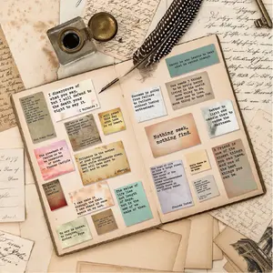 Vintage Motivational Quote Scrapbook Stickers, Antique Old Paper Text Ephemera Stickers, Inspirational Famous Saying Decorative Journal Stickers