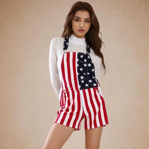 Unisex Printed Overalls Shorts Romper Festival Jumpsuits Work Bibs Coveralls Gifts for Men and Women