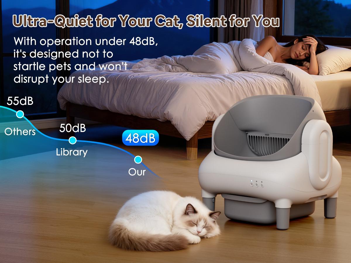 FUMOI Self-Cleaning Cat Litter Box for Multi-Cat Families, Open-Top Automatic Litter Box with APP Control & 2.4G WiFi, Smart Safety Sensors, Odor Lock Technology & 10.5L Large Waste Drawer