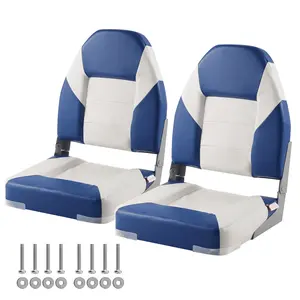 Boat Seats: 21.85-Inch High-Back Folding Boat Chairs With Thickened Sponge Padding And Durable Hinge, Fold-Down Captain Chairs For Fishing Boats, Pleasure Cruisers, Speedboats, Sightseeing Boats, Kayak Canoe Compatible, 2-Pack