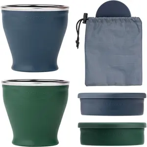 Collapsible Travel Cup 8oz - Silicone collapsible water cup, BPA-free, comes with lid and waterproof bag - Suitable for drinking water in camping, outdoor activities, and international travel