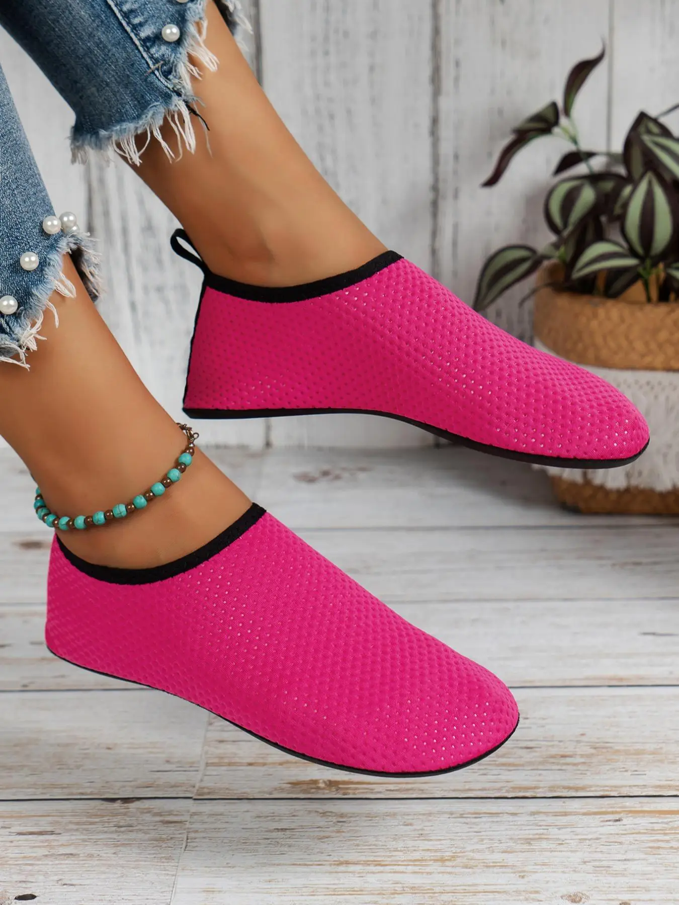 Women's Fashion Textured Non-slip Water Shoes, 1 Pair Summer 2024 Casual Soft Comfortable Breathable Swim Shoes for Beach, Fast Drying Yoga Socks Shoe