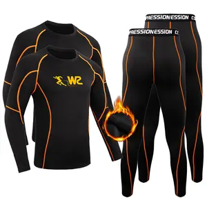 Men's Thermal Underwear Fleece-Lined Long Pants Set 4-Piece Base Layer Combo Ideal for severe winter conditions Shaping and insulating activewear set Cold-weather fleece-lined inner layer Athletic Tracksuit Fitness Training Clothes pro men