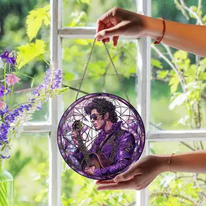 Prince Purple Rain Stained Glass Suncatcher, Pop Music Decor