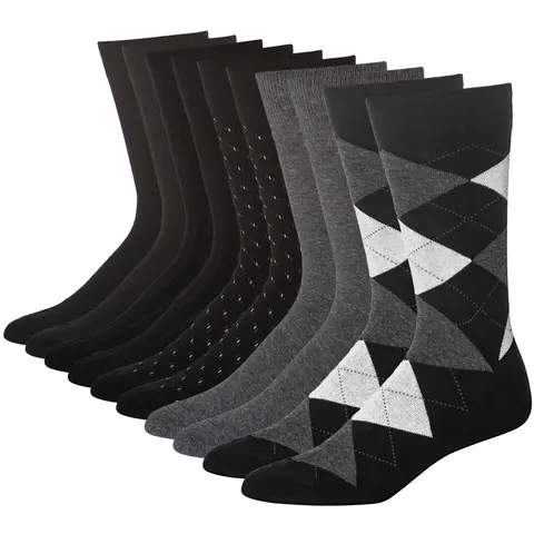 KM Legend Men's Dress Socks Classic Fine Lightweight for Formal and Casual Wear (5 Pair Pack) Fabric Menswear, Soft Long Casual Stylish Socks Soft Comfy Socks