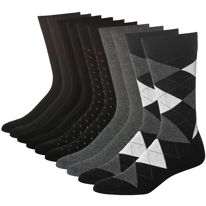 KM Legend Men's Dress Socks Classic Fine Lightweight for Formal and Casual Wear (5 Pair Pack) Fabric Menswear, Soft Long Casual Stylish Socks Soft Comfy Socks