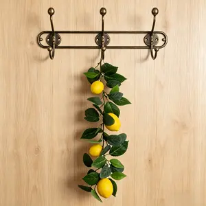 Decorative Artificial Lemon Fruit Garland - 21.65in Hanging Fake Lemon Vine with Green Leaf Ornaments, Summer Home Decor Gift for Kitchen, Farmhouse Wallbedroom decor home essentialsHome Essentialsbedroom decor