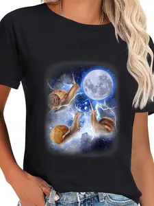 100% Cotton Three Snail Moon - 3 Mollusks Howling Weird Cursed T-Shirt